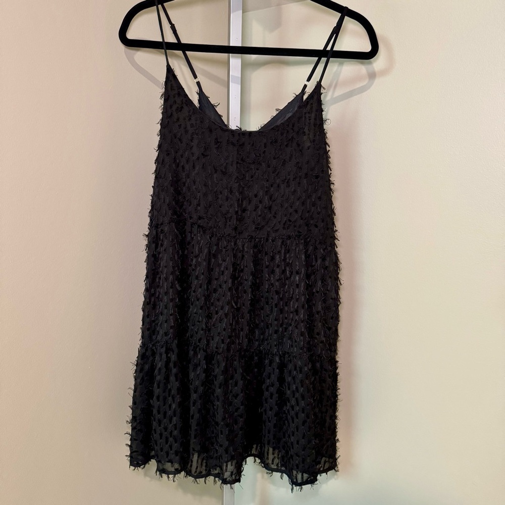 Blu Pepper Black Size Small‎ Textured Babydoll Dress with back tie detail